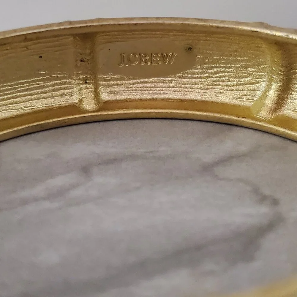 J.Crew Vintage Navy Cream Rhinesontes Pave Hinged Enamel Bangel Bracelet - Picture 6 of 6